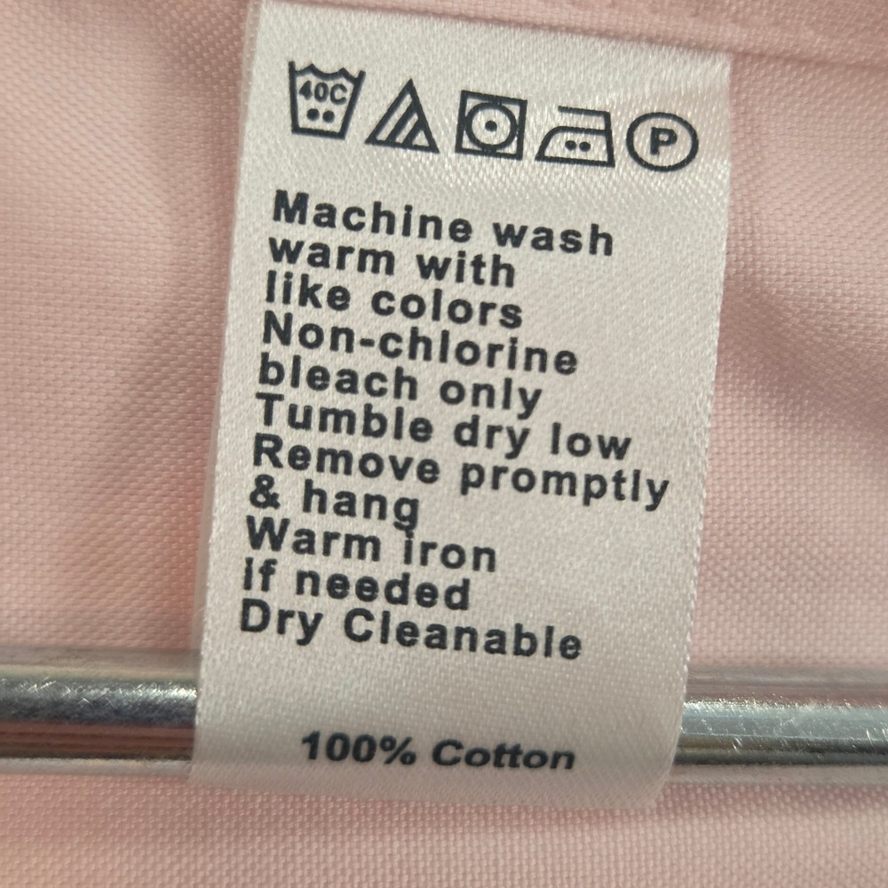 Paul Fredrick Mens 18.5 x 34 Classic Fit Pink Non-Iron Cotton Dress Shirt 1501 - Picture 6 of 6